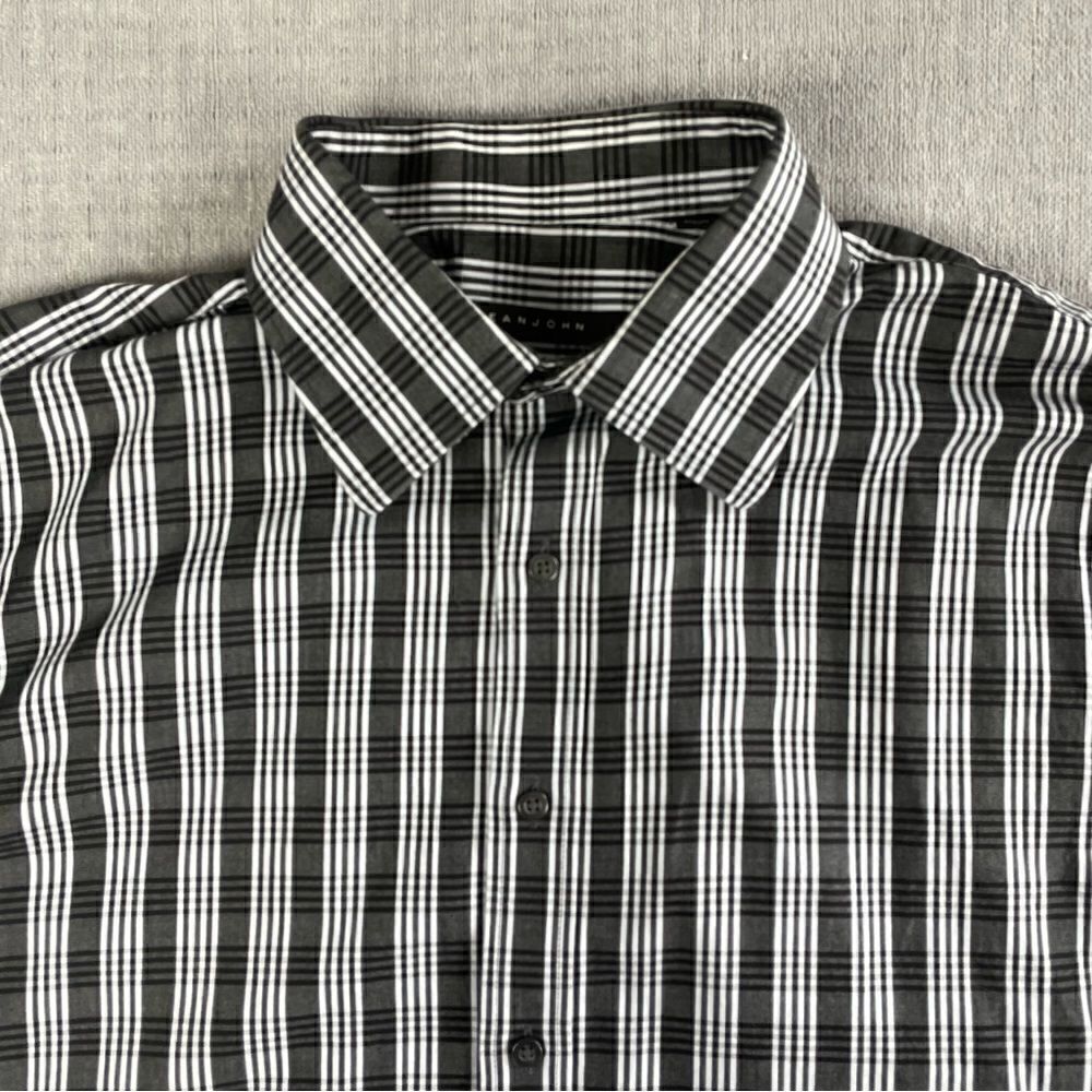 Sean John Black & White Plaid Long Sleeve Collared Dress Shirt Men’s 17 34/35 - Picture 2 of 6